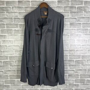 SOCIETY OF ONE DXL Full Zip Charcoal Gray Pup Sweater Mens 2XL Cotton Knit